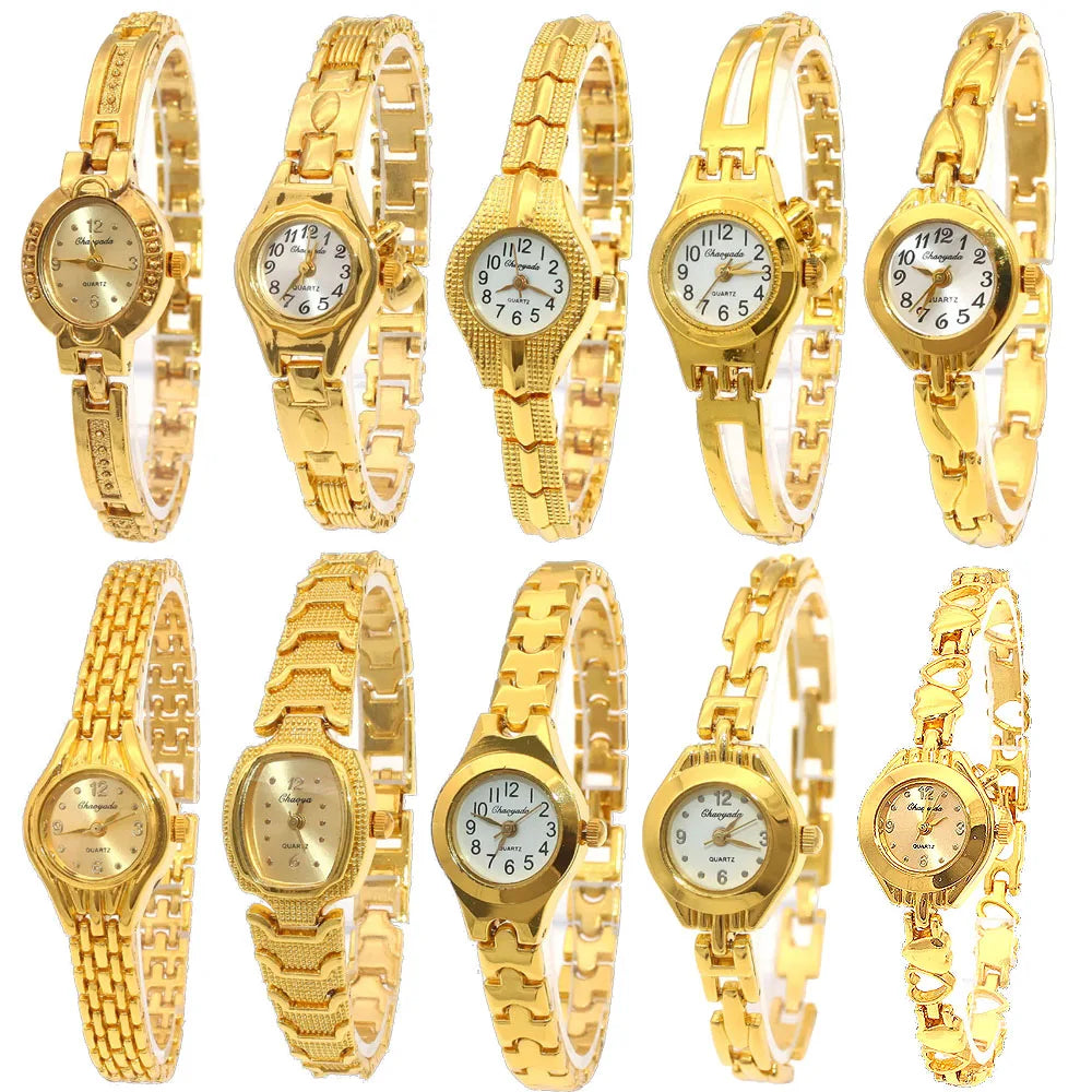 Orologio da polso da donna carino Mujer Relojes dorati Orologio al quarzo con quadrante piccolo Orologio da polso popolare Ora orologi eleganti da donna femminili