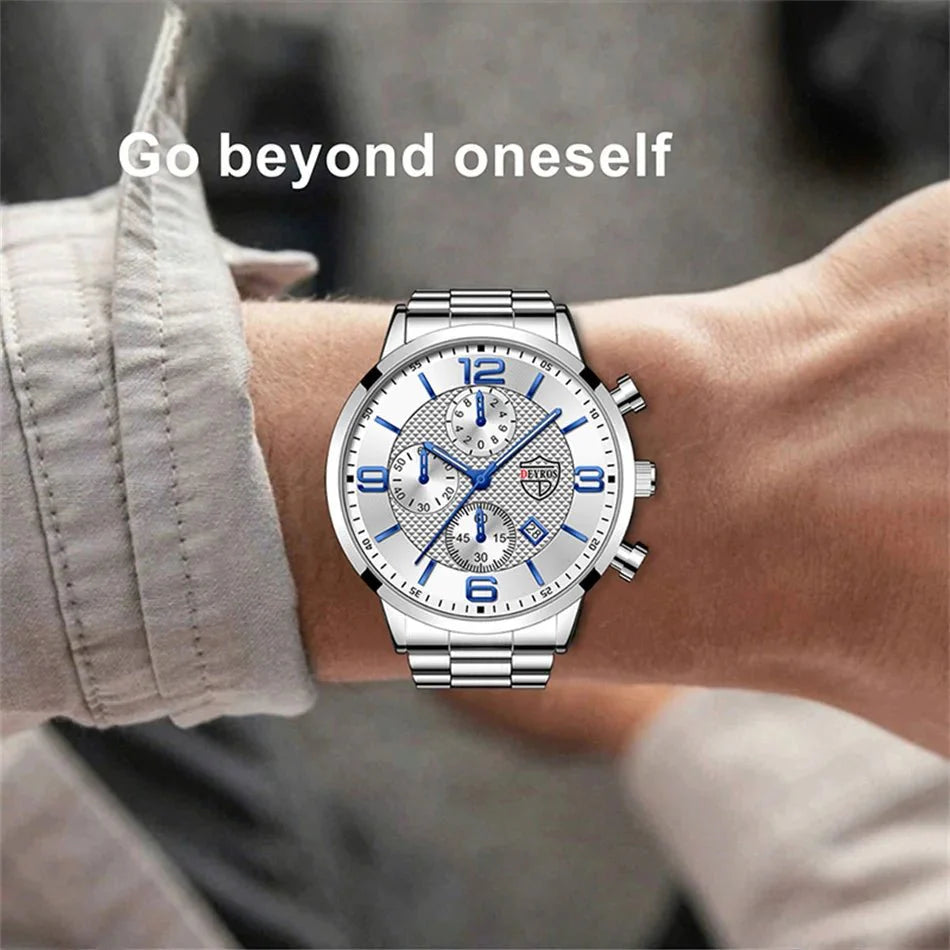 Orologi da uomo alla moda Orologio da polso al quarzo di lusso Calendario da uomo Business Casual Orologio in pelle Orologio luminoso