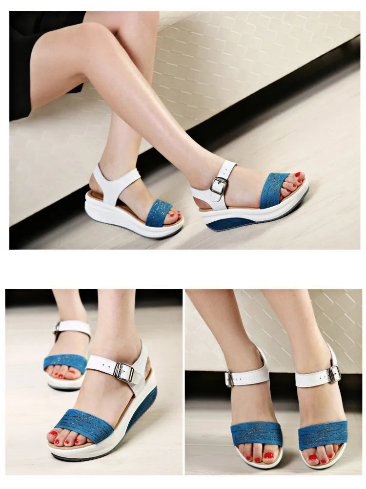 WOIZGIC Women's Ladies Female Genuine Leather Shoes Platform Sandals High Heels Summer Cool Beach Flip Flop 35-40 CDBY-5531