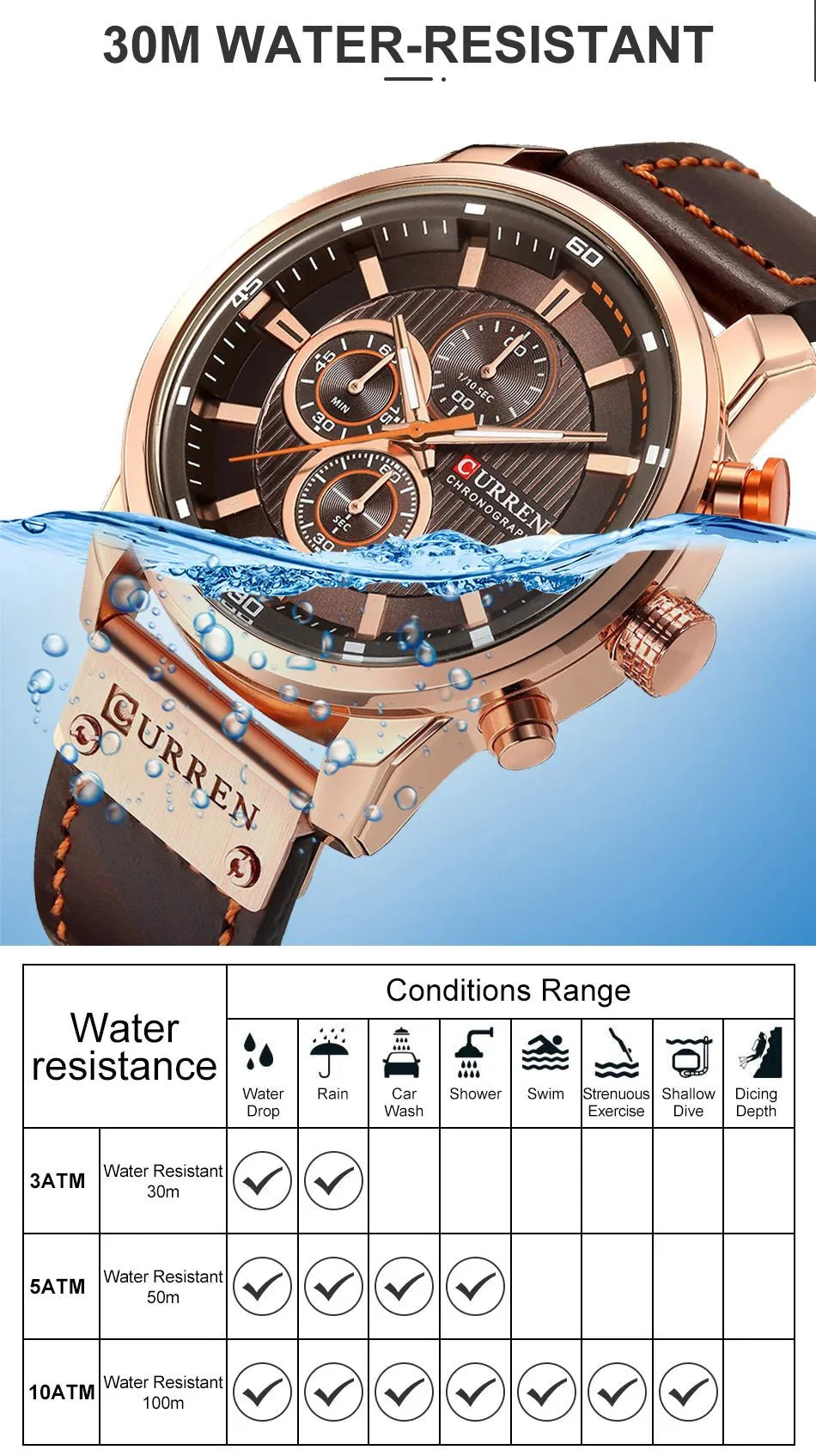 CURREN orologio da uomo in pelle orologi sportivi da uomo esercito militare orologio da polso al quarzo cronografo orologio maschile Relogio Masculino