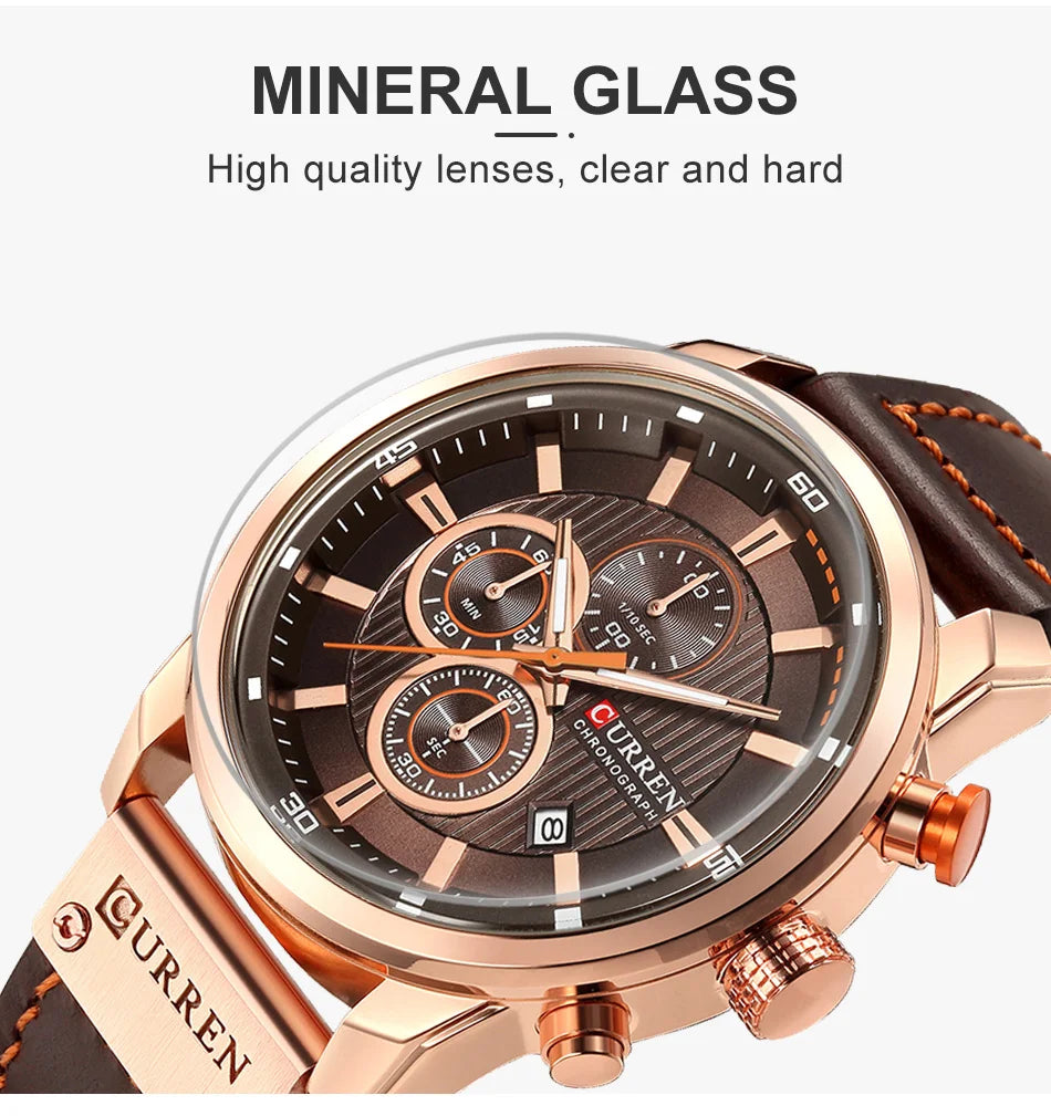 CURREN orologio da uomo in pelle orologi sportivi da uomo esercito militare orologio da polso al quarzo cronografo orologio maschile Relogio Masculino
