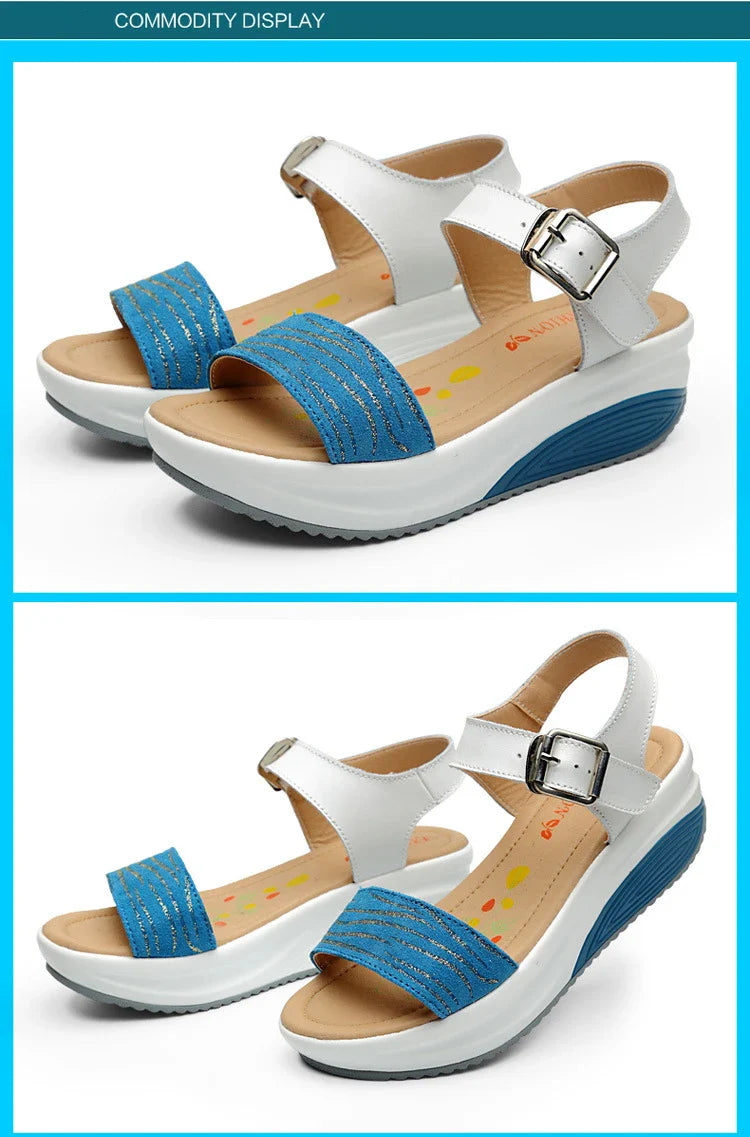 WOIZGIC Women's Ladies Female Genuine Leather Shoes Platform Sandals High Heels Summer Cool Beach Flip Flop 35-40 CDBY-5531