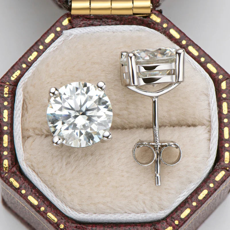 IOGOU 3mm/4mm/5mm/6.5mm/8mm/9mm/10mm/11mm Certificato D VVS1 Moissanite Orecchini con perno 925 Orecchini in argento per le donne Uomini Gioielli
