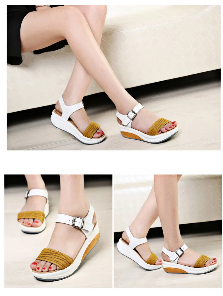 WOIZGIC Women's Ladies Female Genuine Leather Shoes Platform Sandals High Heels Summer Cool Beach Flip Flop 35-40 CDBY-5531