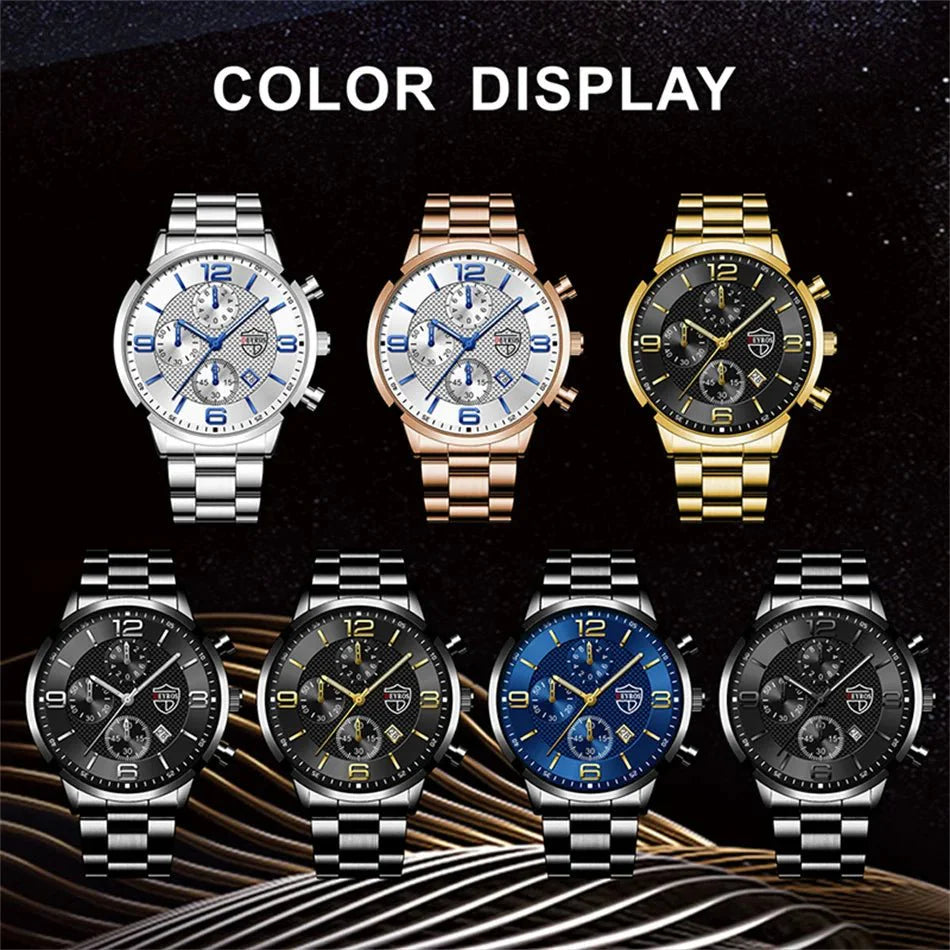 Orologi da uomo alla moda Orologio da polso al quarzo di lusso Calendario da uomo Business Casual Orologio in pelle Orologio luminoso