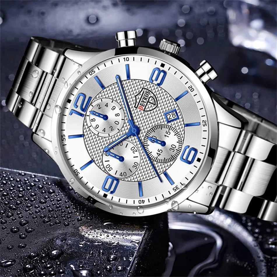 Orologi da uomo alla moda Orologio da polso al quarzo di lusso Calendario da uomo Business Casual Orologio in pelle Orologio luminoso