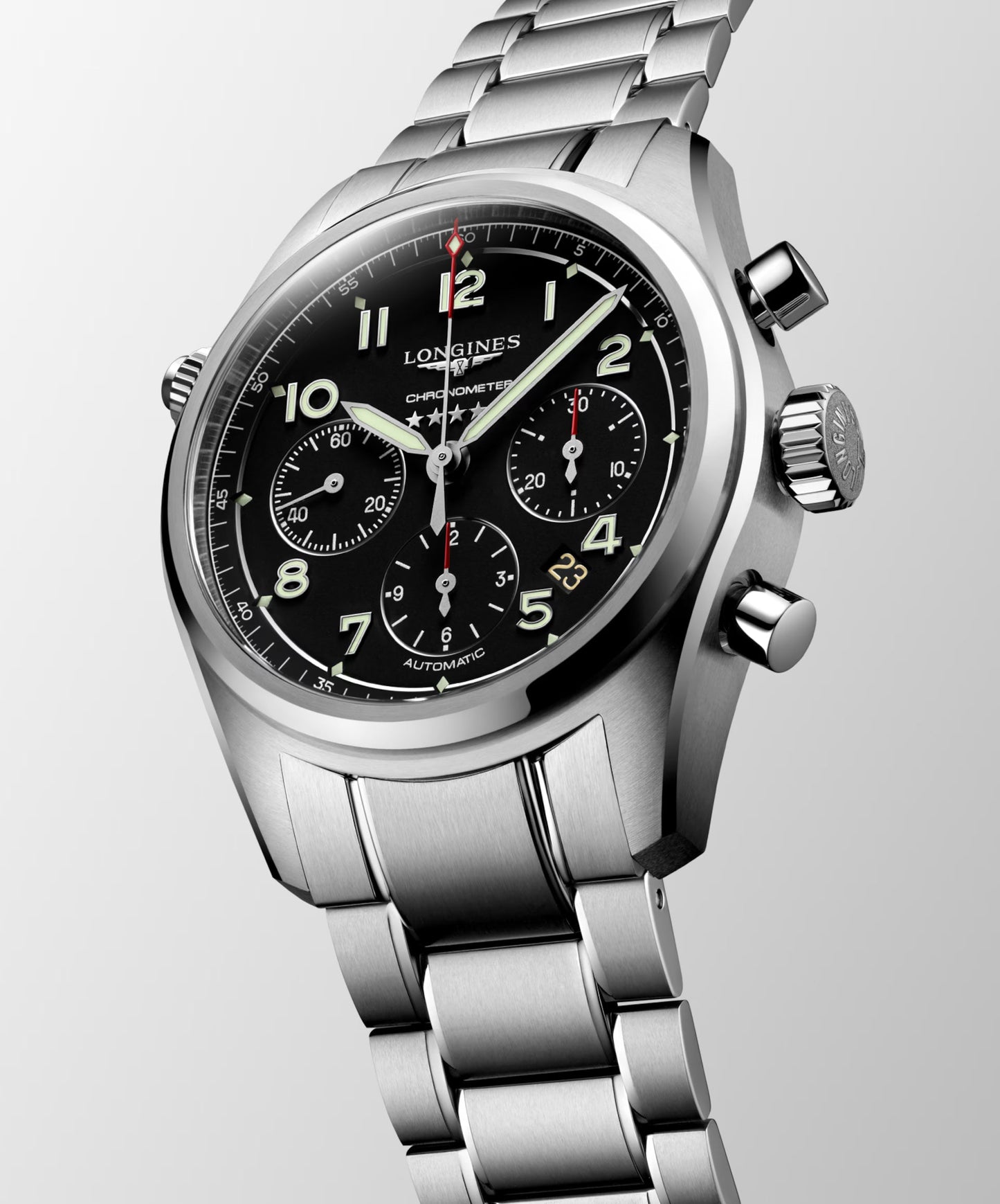 Longines Spirit Chronograph – Orologio automatico Swiss Made, quadrante nero, cassa 42mm – L3.820.4.53.6