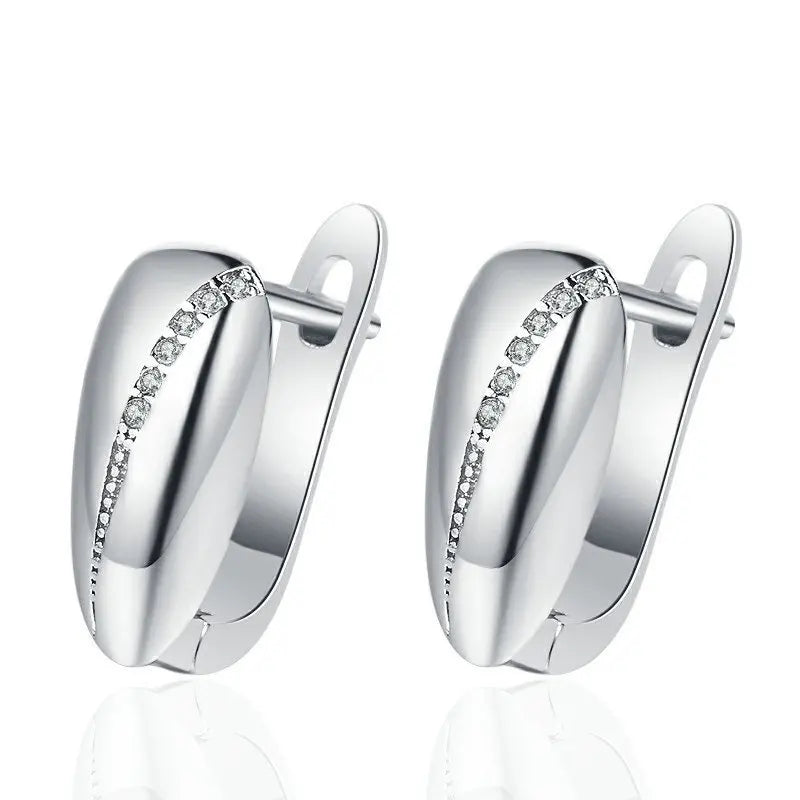 Orecchini in argento sterling 925 gioielli di alta qualità retrò modello semplice orecchini con zirconi bianchi viola vendita calda