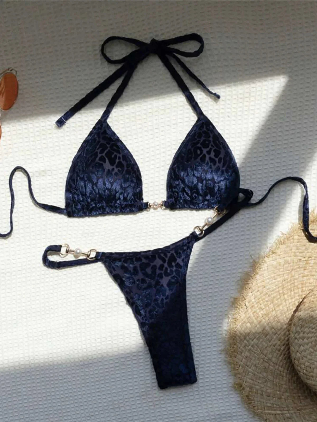 S-XL Leopard Halter Mini Micro Perizoma Bikini Donna Costumi da bagno Costume da bagno femminile Bikini a due pezzi Bagnante Costume da bagno Swim V5207