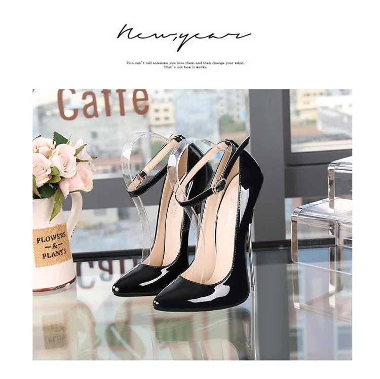 Sexy 16cm Extreme High Heels Pumps Shoes Woman Fashion Key Black Red Heeled Dance Party Wedding Office Shoes Ladies Large Size