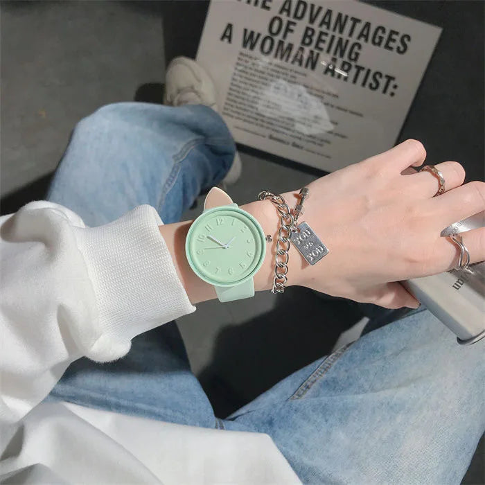 Simple Fashion Makaron Simple Women Watch Ins High Beauty Student uomo e donna Style Round Leisure Vintage orologio da polso al quarzo