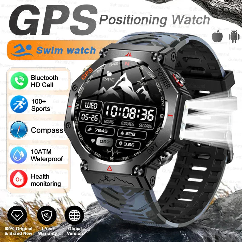 T-Rex 3 Grado Ultra Militare GPS Astuto Della Vigilanza 10ATM Bussola Impermeabile Altimetro Barometrico AMOLED Uomini HD Chiamata Sport Smartwatch