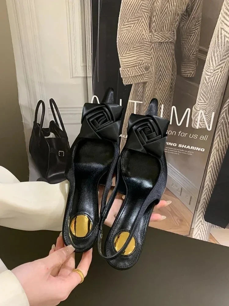 Aneikeh Summer Street Style Elegant Sexy Flower Designer Pointed Toe High Heels Women Shallow Fashion Pumps Banquet Dress Shoes