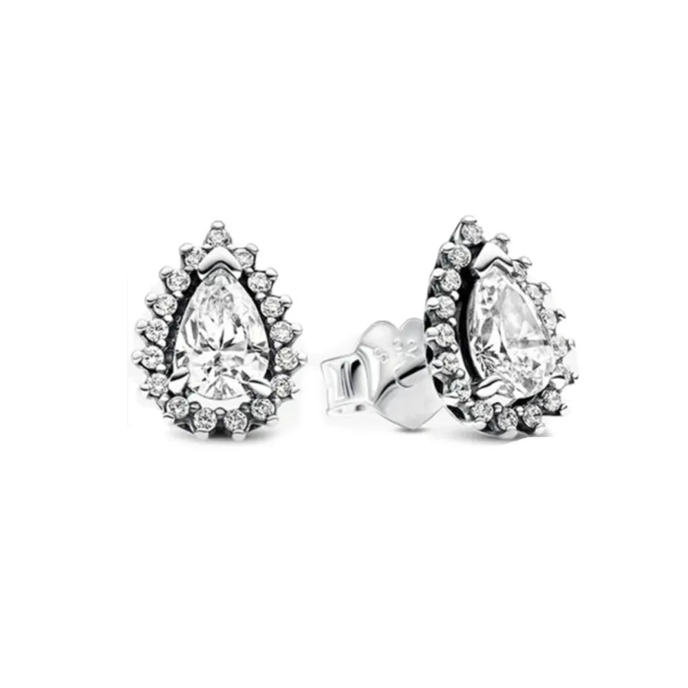 2025 Orecchini a cerchio in cristallo per le donne Orecchini gioielli Farfalla rosa Bule Moon Star Orecchini originali in argento sterling 925