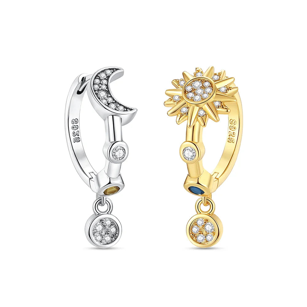 Orecchini Originali in Argento Sterling 925, Modello 2026, a Perno e a Cerchio con Cristalli, per Donna, in Oro Rosa, con Corona, Cuore, Infinito, Ape, Gioielli