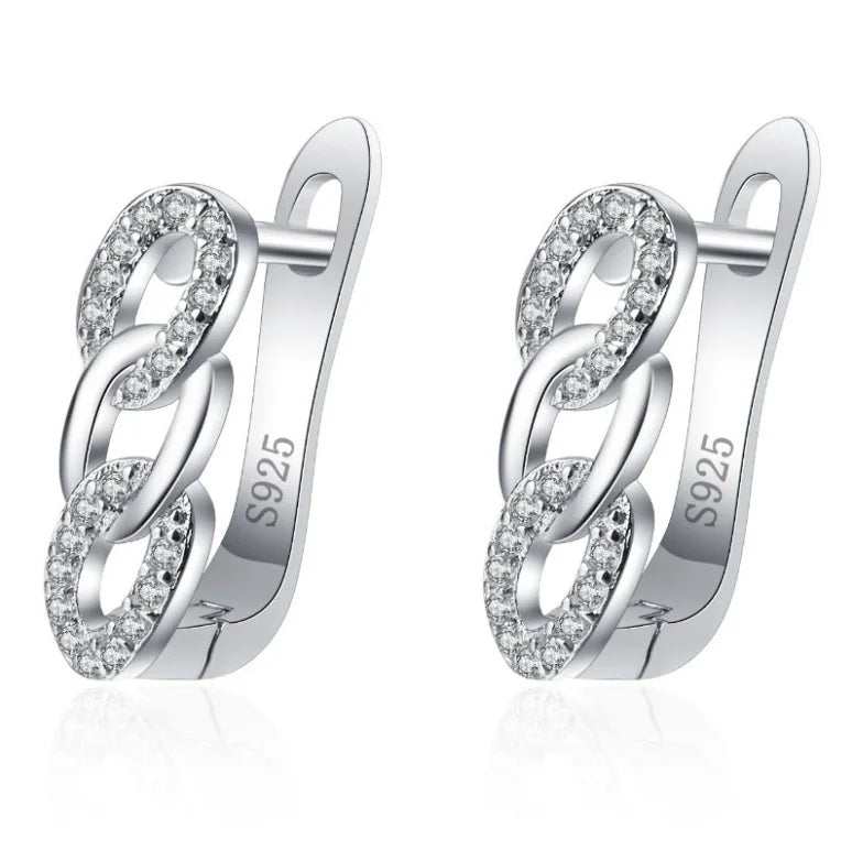 Orecchini in argento sterling 925 gioielli di alta qualità retrò modello semplice orecchini con zirconi bianchi viola vendita calda