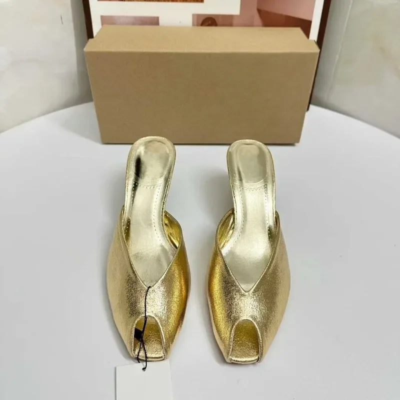 Sexy Gold High Heel Sandals for Woman Open Toe Slingback Stiletto Heels Party Shoes Wedding Evening Dress Sandals Ankle Strap