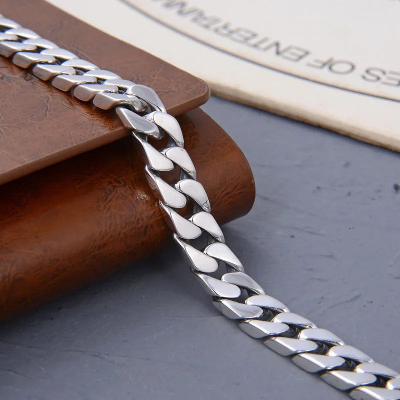 100% S925 Collana in argento sterling Bracciale Punk S925 Gioielli in argento Non sbiadisce mai Carry certificato Uomo Donna Gioielli Regali