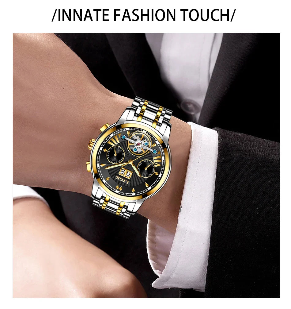 Orologi da Polso Meccanici Automatici LIGE 2026 per Uomo, Marca di Lusso, Orologio da Uomo con Tourbillon, Moda Business, Impermeabile