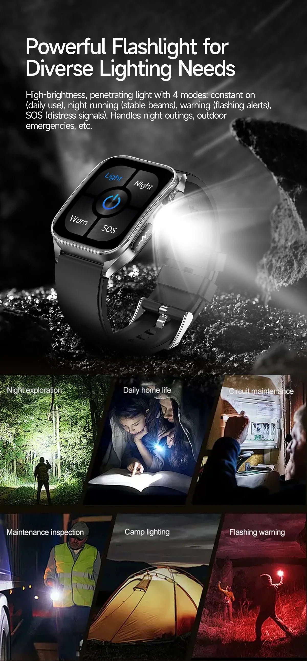 2025 Trattamento laser Tre Smartwatch alti 1.95 "Schermo curvo in zaffiro ECG + PPG Grasso nel sangue Acido urico Diagnosi salute Smartwatch