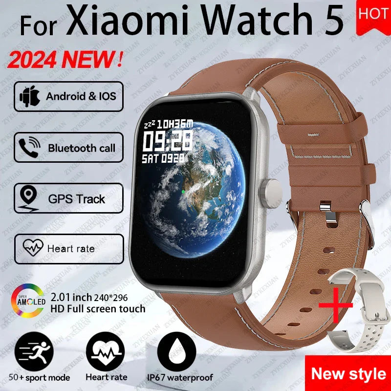 Per Xiaomi Watch 5 Smart Watch da uomo HD AMOLED schermo frequenza cardiaca chiamate Bluetooth localizzazione GPS Smartwatch sportivo impermeabile da donna