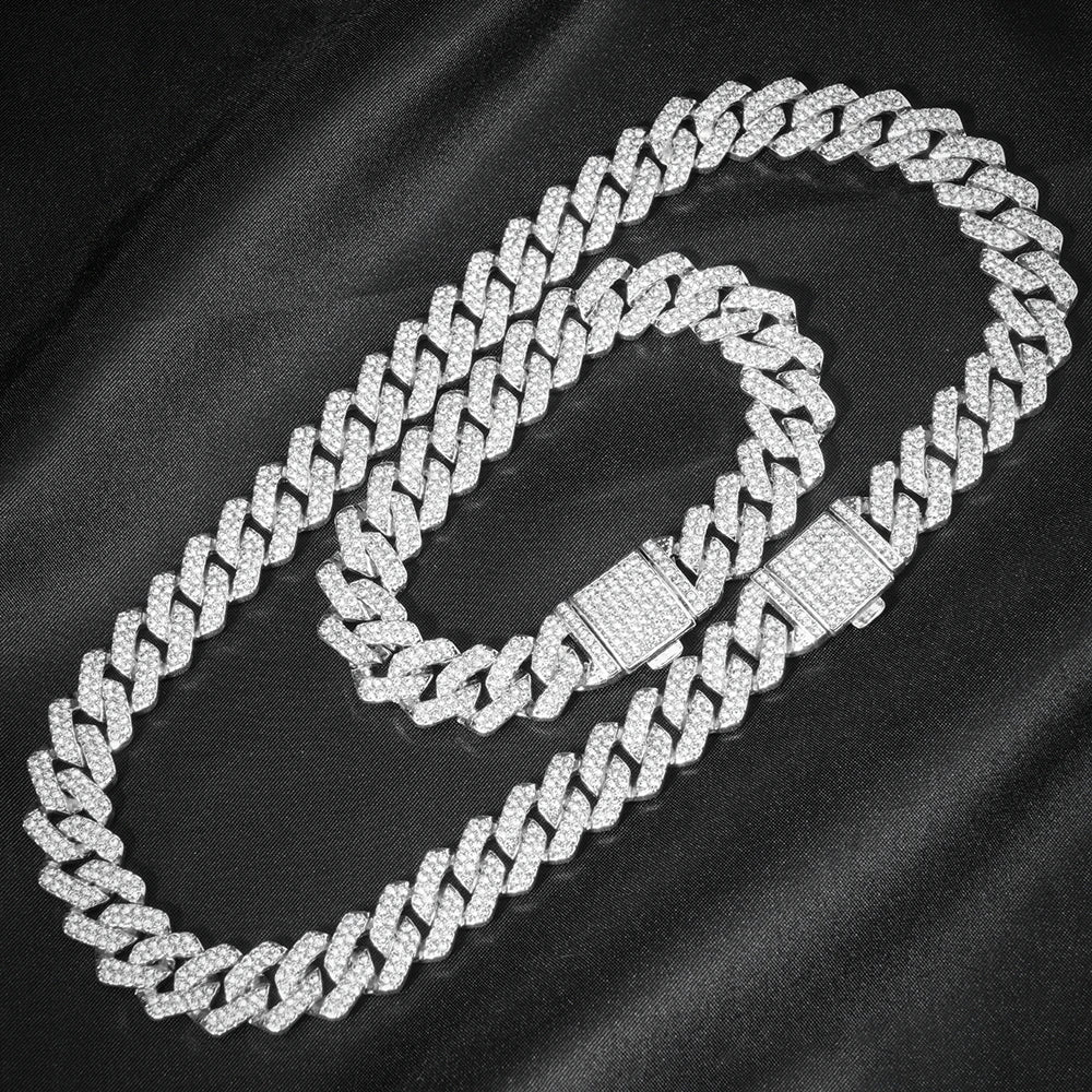 3 pezzi orologio a catena cubana per uomo Hip Hop Miami Curb ghiacciato pavimentato strass rapper collana cubana orologio + braccialetto gioielli
