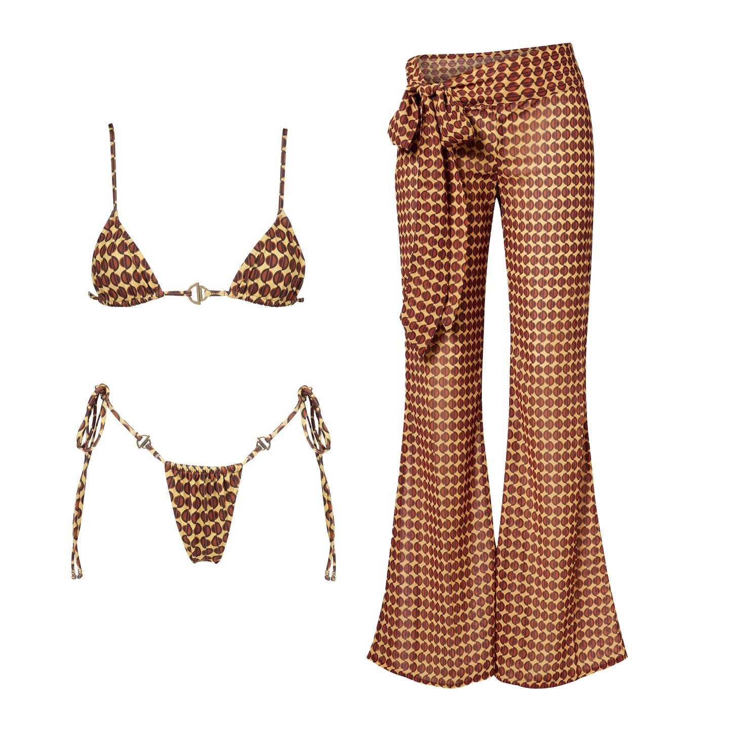 Costume da bagno bikini sexy con scollo all'americana con pantaloni Costumi da bagno Donna Bikini brasiliano Costume da bagno a gamba alta Estate femminile