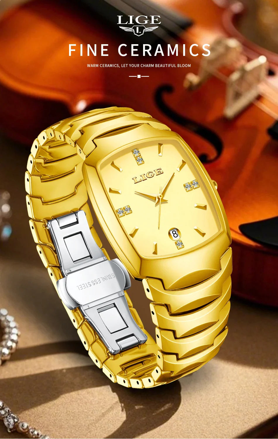 LIGE Orologio da Donna di Lusso alla Moda, Elegante e Semplice, in Acciaio Inossidabile, Casual, al Quarzo, con Calendario, Regalo Romantico per Signore, Novità