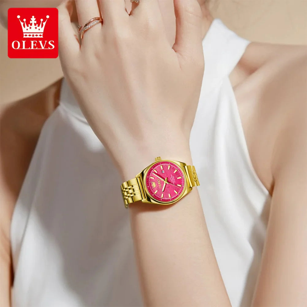 Orologio OLEVS 3703 da donna, elegante orologio al quarzo da donna, marca di alta gamma, impermeabile, luminoso, con calendario, orologio da polso di lusso per signora.
