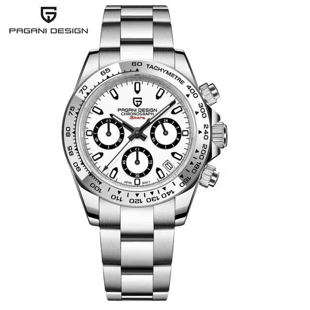 PAGANI DESIGN Nuovo orologio da polso al quarzo da uomo con lunetta in acciaio inossidabile, cronografo di lusso con vetro zaffiro VK63, orologio da uomo reloj hombre