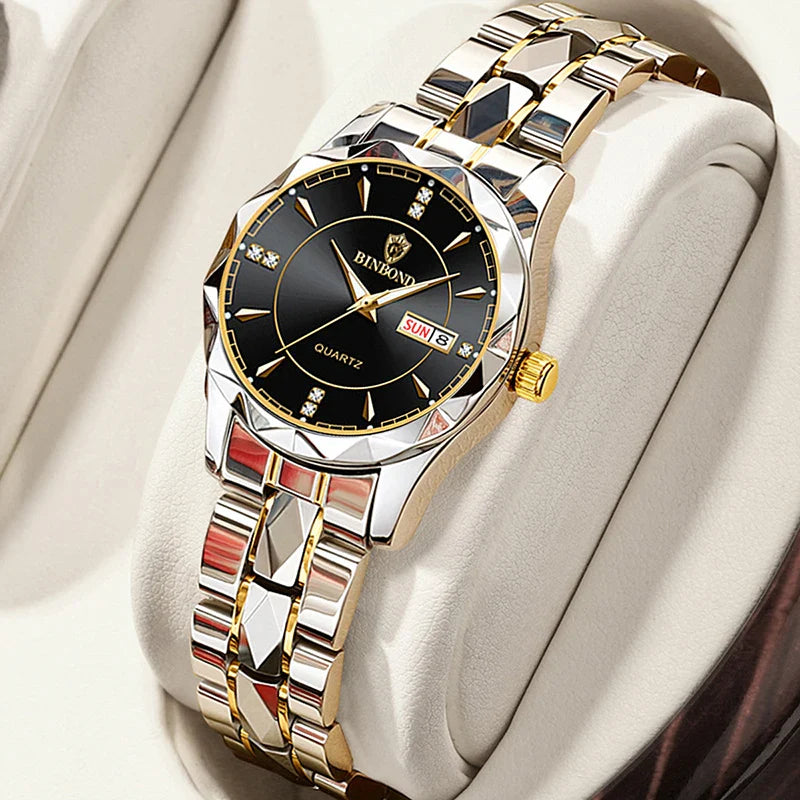BINBONG Orologi da donna Orologio al quarzo da donna di moda di lusso Orologio da polso in acciaio inossidabile con data luminosa impermeabile Regalo per gli amanti della fidanzata
