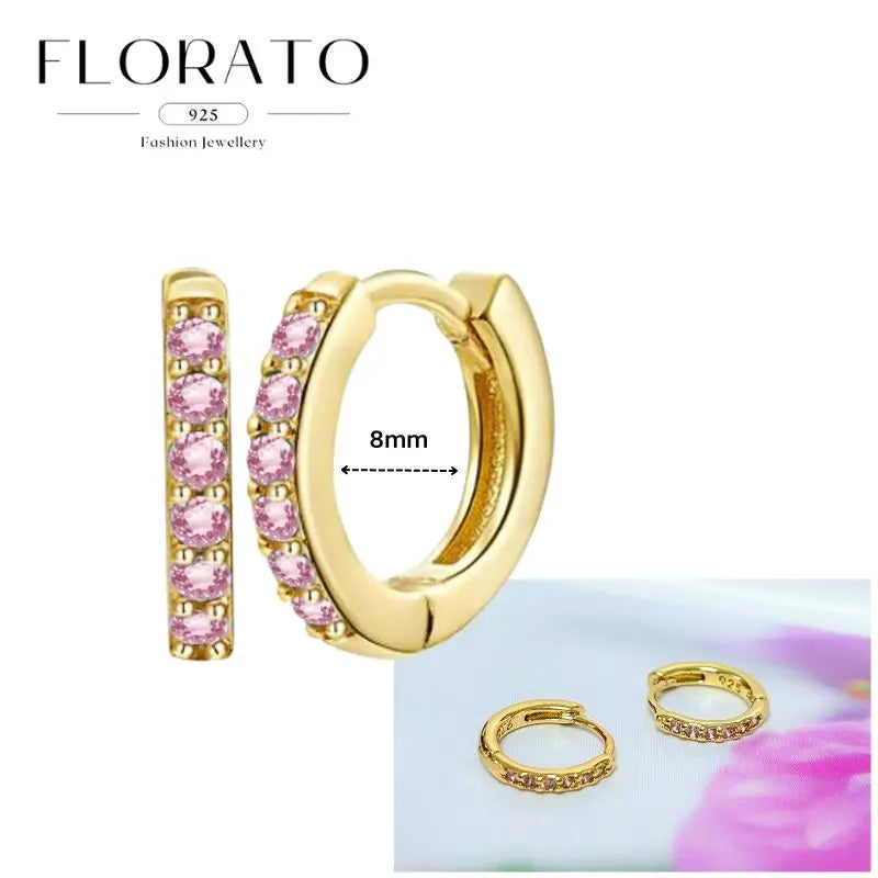 Lussuosa geometria 925 orecchio in argento sterling Ago rosa serie zircone orecchini a cerchio pendenti dolce moda regali di gioielli da sposa