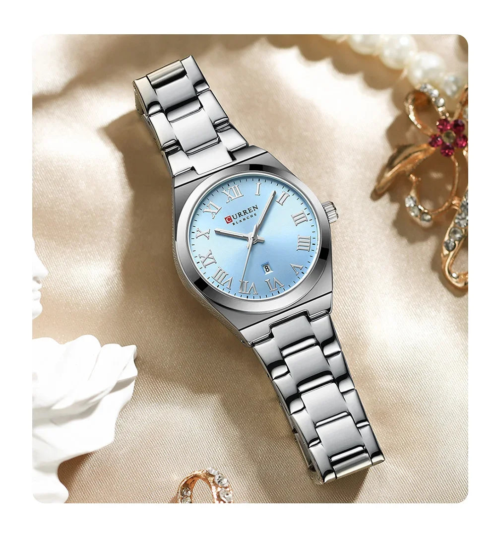 CURREN Orologio da donna, Orologi da donna, Orologi da donna, Abito alla moda impermeabile Bracciale in acciaio inossidabile Orologi analogici Data