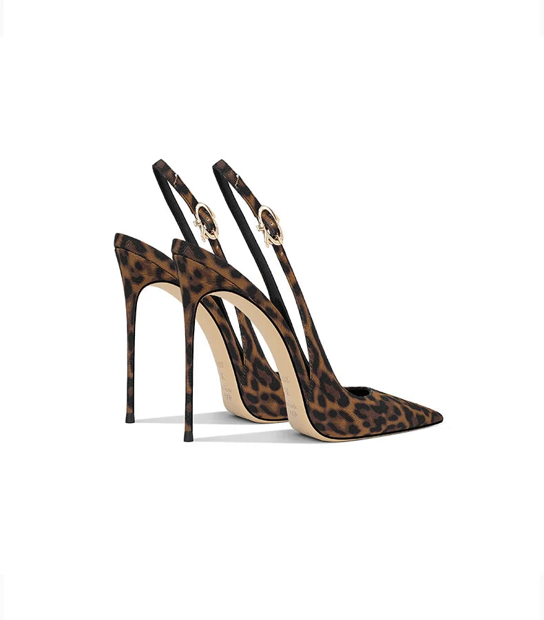 2025 Spring New Leopard Pattern Pointed French Luxury Small Comfortable Thin Heel Versatile High Heel Sandals for Women