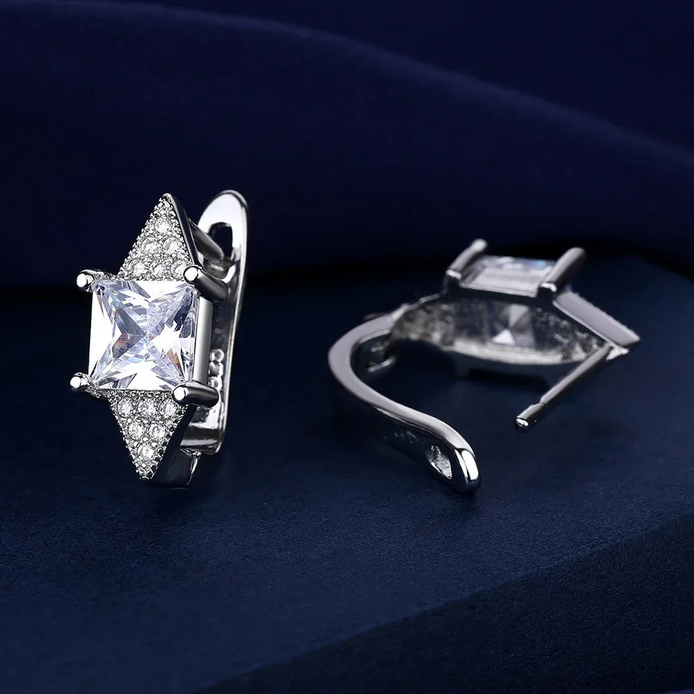 Orecchini in argento sterling 925 gioielli di alta qualità retrò modello semplice orecchini con zirconi bianchi viola vendita calda