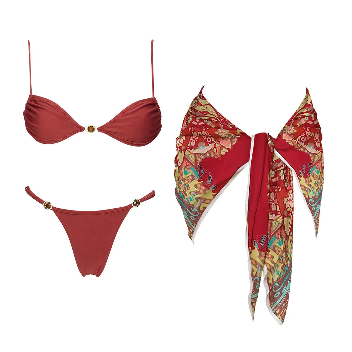 Diamond Bikini 2025 Costume da bagno donna sexy Costumi da bagno femminili Micro bikini Set costume da bagno a fascia Beachwear Rosso brasiliano Biquini