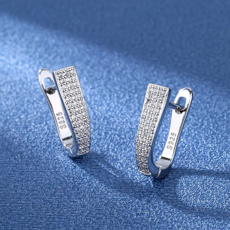 Orecchini in argento sterling 925 gioielli di alta qualità retrò modello semplice orecchini con zirconi bianchi viola vendita calda
