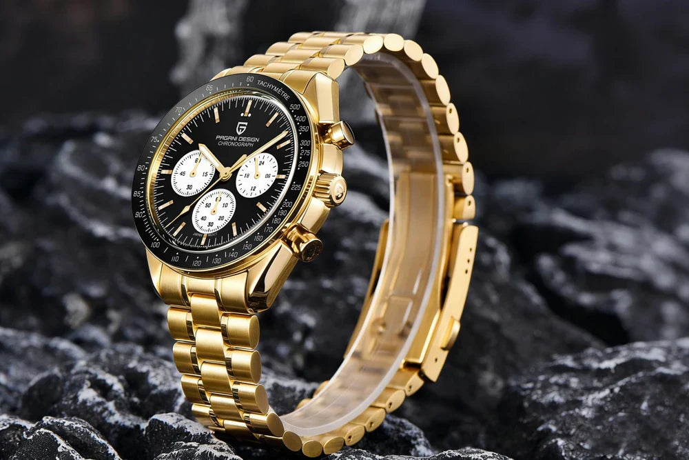 Nuovo Orologio da Uomo PAGANI DESIGN Golden Moon 2026, Orologio al Quarzo di Lusso, Cronografo Sportivo, Vetro Zaffiro AR, Impermeabile, Regalo