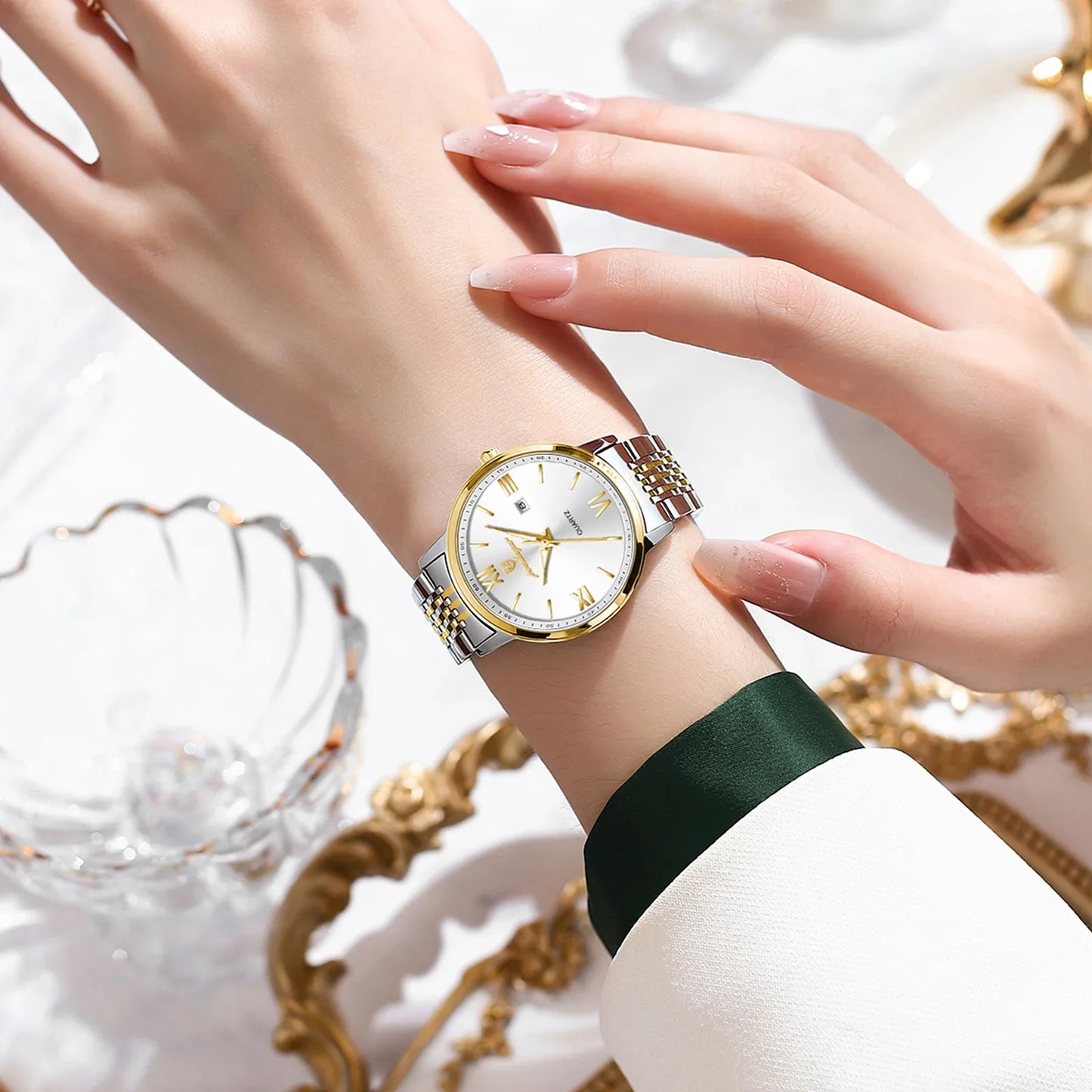 POEDAGAR Orologio da Donna Raffinato Impermeabile Luminoso con Data, Orologio da Polso Femminile di Alta Qualità in Acciaio Inossidabile, Elegante Orologio al Quarzo per Donne