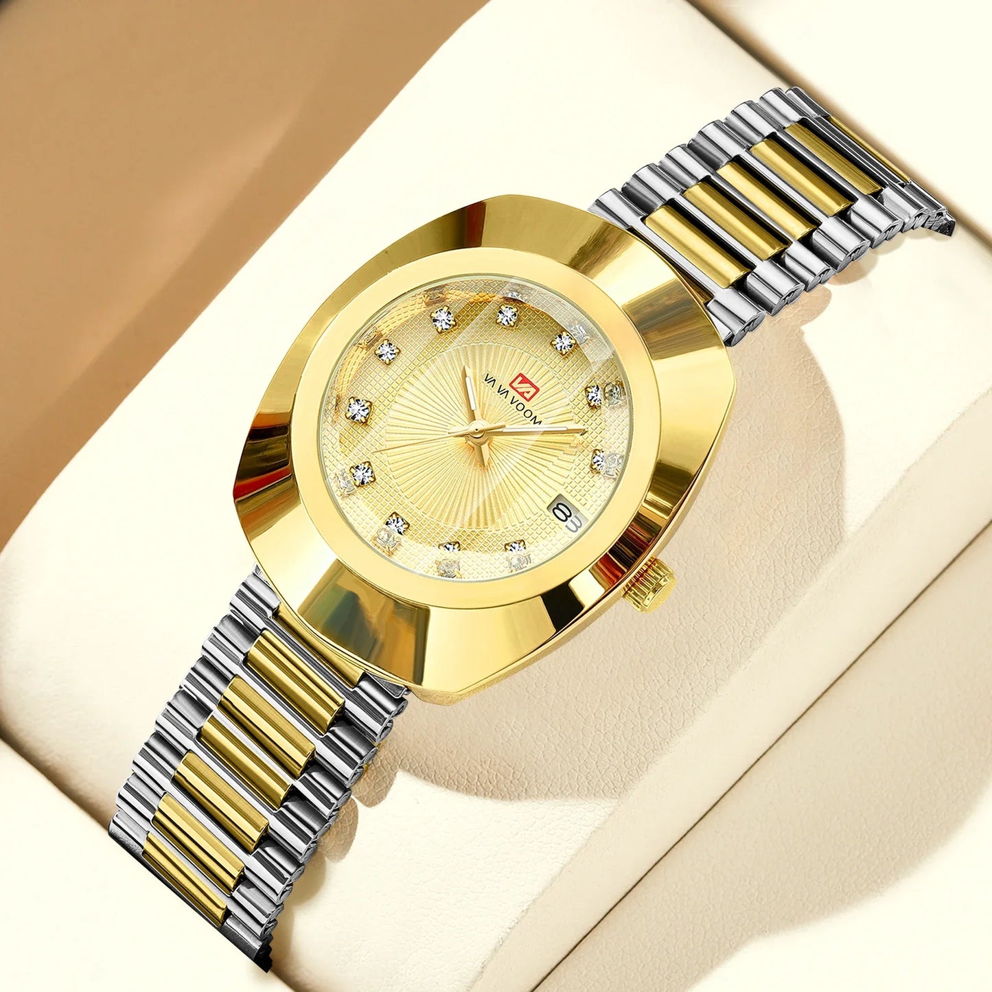 2024 nuove donne orologio ovale 34mm movimento al quarzo in acciaio inossidabile marchio di lusso acqua diamante oro nero vestito casual orologio da banchetto