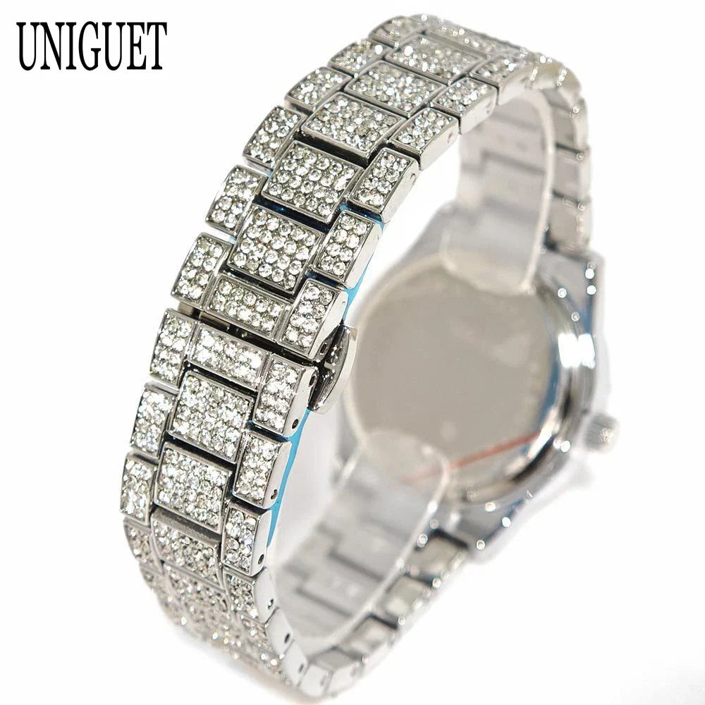Orologio da Donna UNIGUET di Lusso alla Moda, Elegante Quadrante Piccolo con Diamanti Rosa, Mini Orologio da Polso al Quarzo Bling-Bling da Donna, Regalo