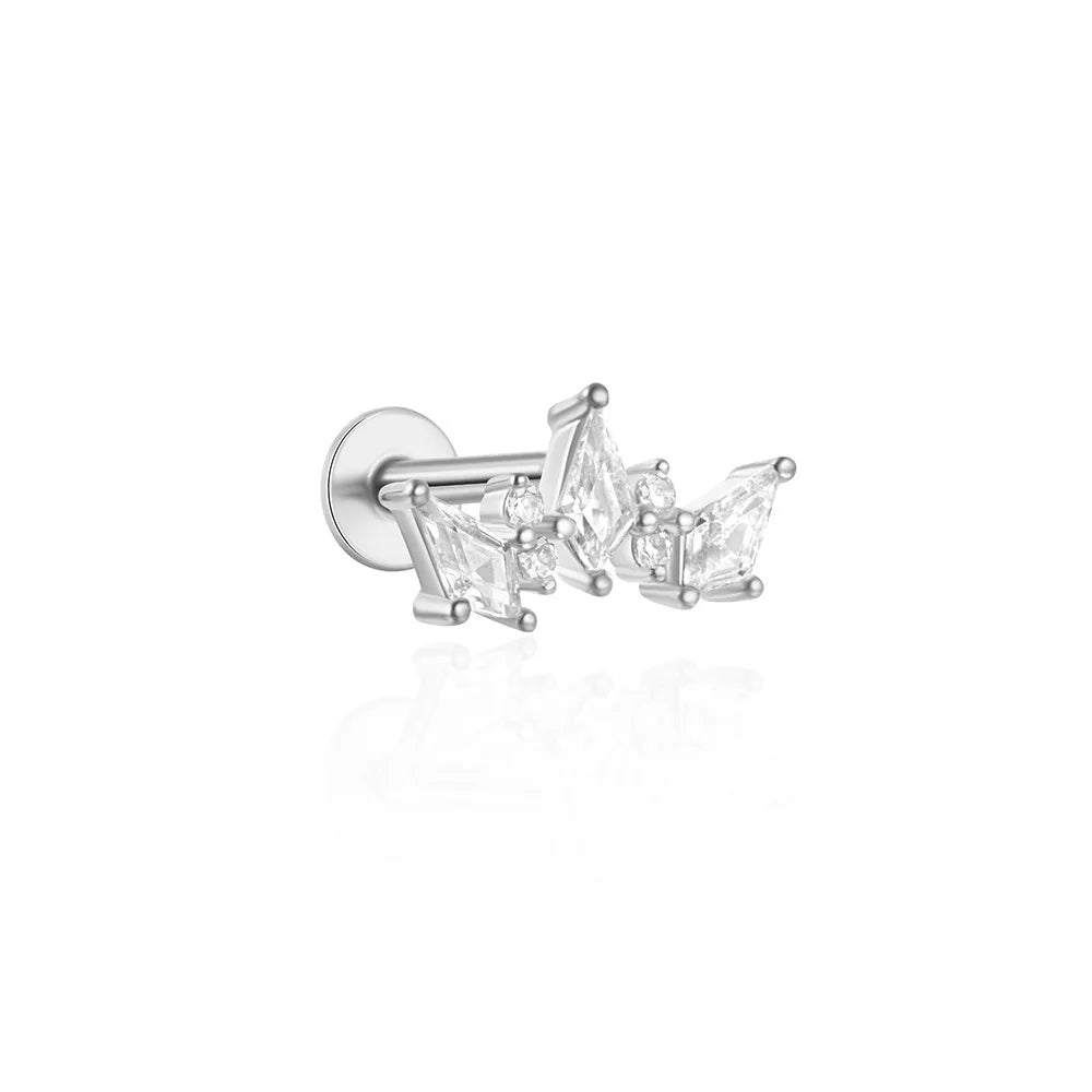 Orecchini con polsini piatti filettati con nappa tempestata di diamanti di nuovo stile, accessori per orecchie in stile europeo e americano.
