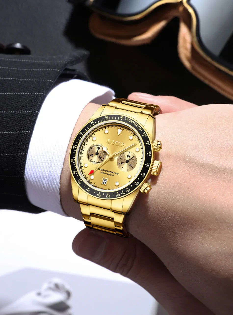 LIGE Nuovi orologi da uomo Orologi da polso al quarzo da uomo di lusso delle migliori marche Cronografo sportivo impermeabile e luminoso Relogio Masculino+BOX