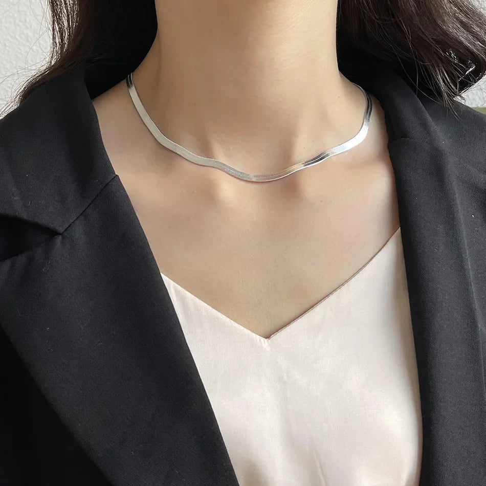 Set di collane con bracciale a catena in argento sterling 925 da 4 mm per donna uomo set di gioielli da sposa per feste di moda regali