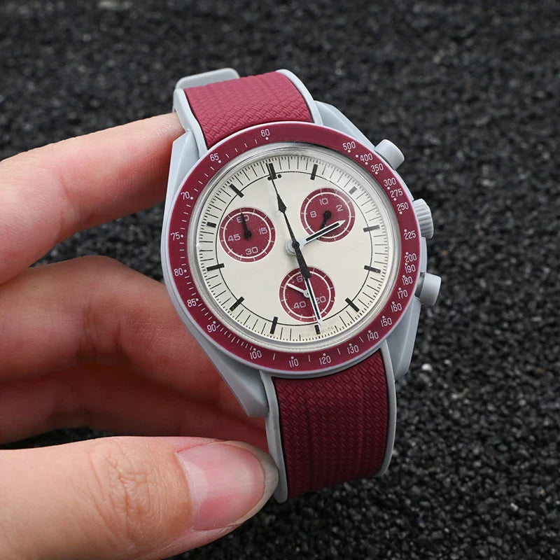 Per Omega Swatch 20mm Curva cinturino per orologio Speedmaster MoonSwatch Planet Snoopy cinturino cinturino a sgancio rapido braccialetto in gomma