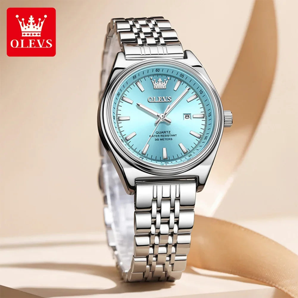 OLEVS 3703 Orologio da donna Orologio al quarzo con calendario di lusso Orologio da polso da donna impermeabile con specchio ad alta durezza 30M