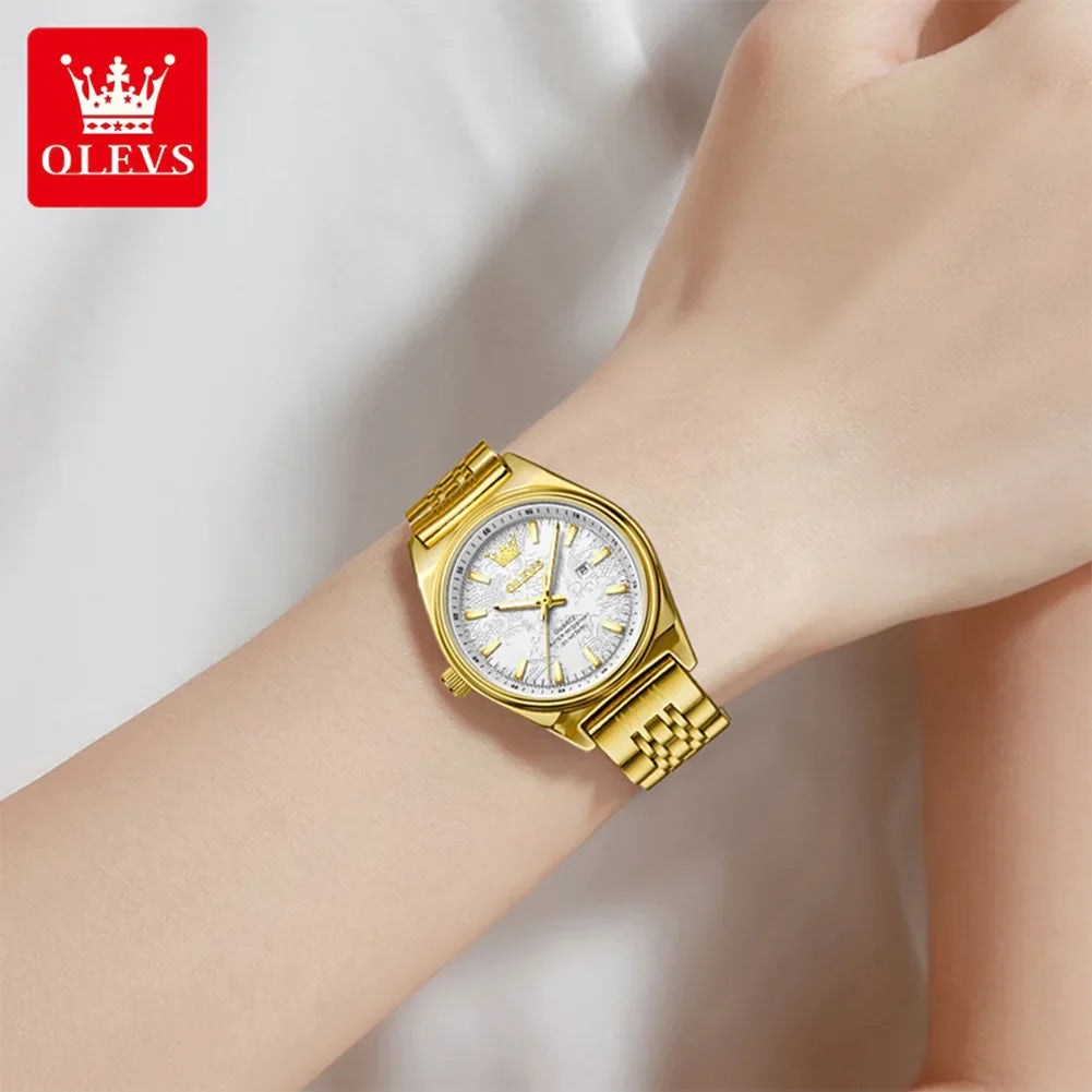 Orologio OLEVS 3703 da donna, elegante orologio al quarzo da donna, marca di alta gamma, impermeabile, luminoso, con calendario, orologio da polso di lusso per signora.
