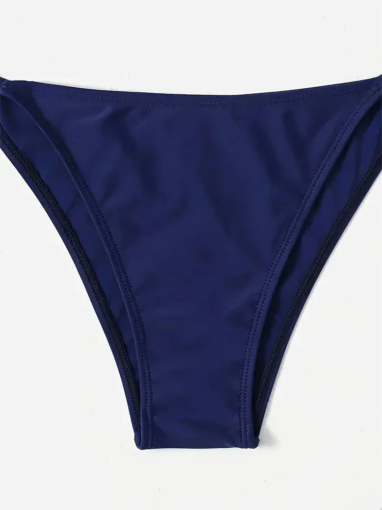 Costumi da bagno Perizoma Bikini Set Sexy Nuovi costumi da bagno blu navy Donna Costumi da bagno sexy Bikini Triangolo Fasciatura Costumi da bagno femminili