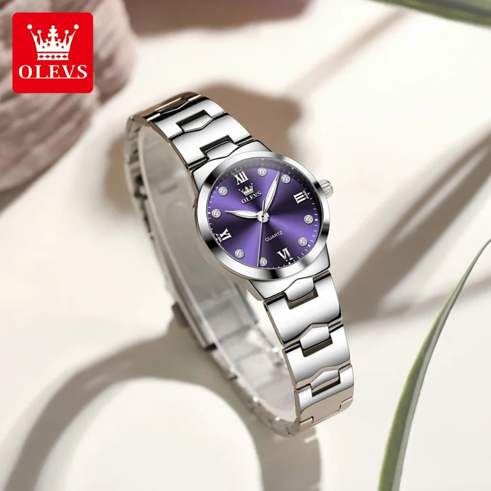 OLEVS Orologio da donna Elegante orologio al quarzo alla moda in acciaio inossidabile impermeabile luminoso da donna con confezione regalo Reloj 3735
