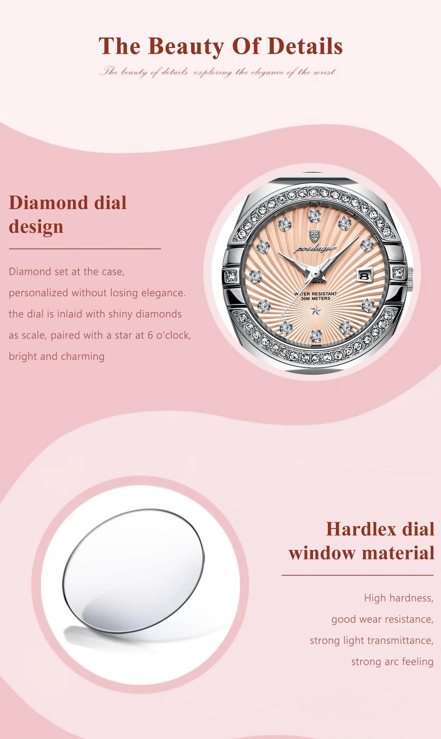 Orologio da donna POEDAGAR, raffinato, impermeabile, luminoso, con datario, in acciaio inossidabile, elegante orologio da polso al quarzo per donna.